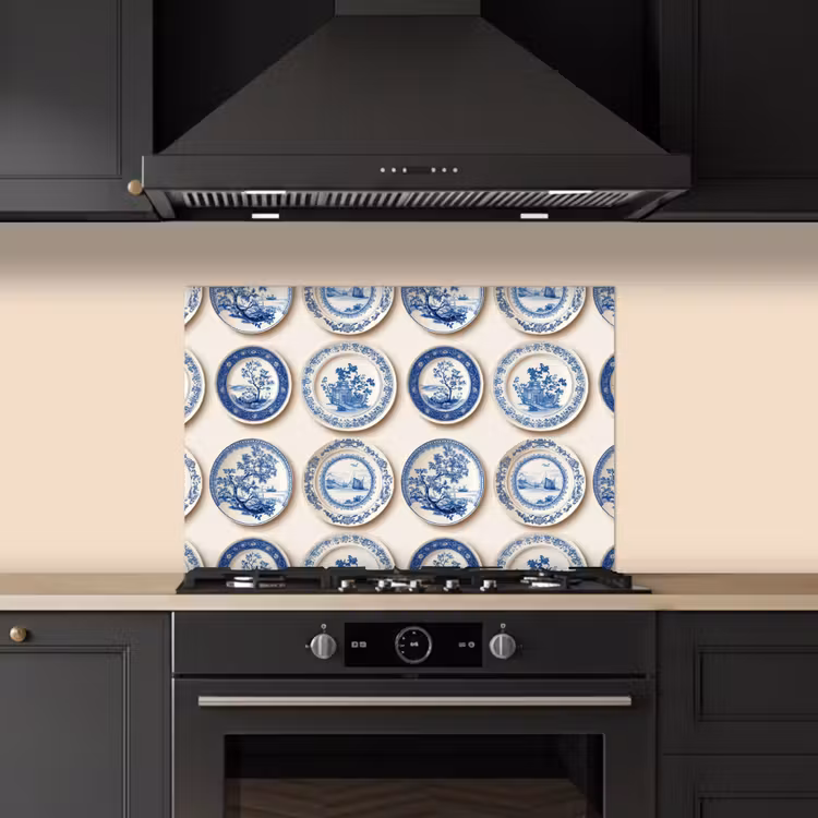 Borden - Bomen - Planten - Blauw keuken achterwand spatscherm klein 900 -sfeer1