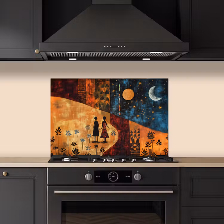 Silhouetten - Abstract - Zon - Maan keuken achterwand spatscherm klein -sfeer1