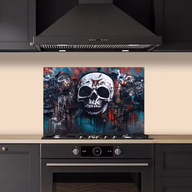 Schedels - Graffiti - Abstract keuken achterwand spatscherm klein -sfeer1