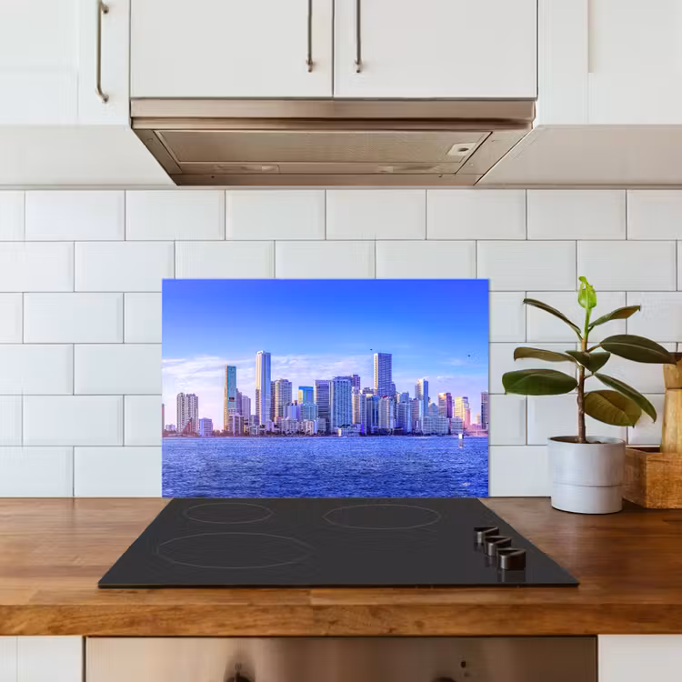 Skyline - Blauw - Wolkenkrabbers - Stad keuken achterwand spatscherm klein -sfeer2