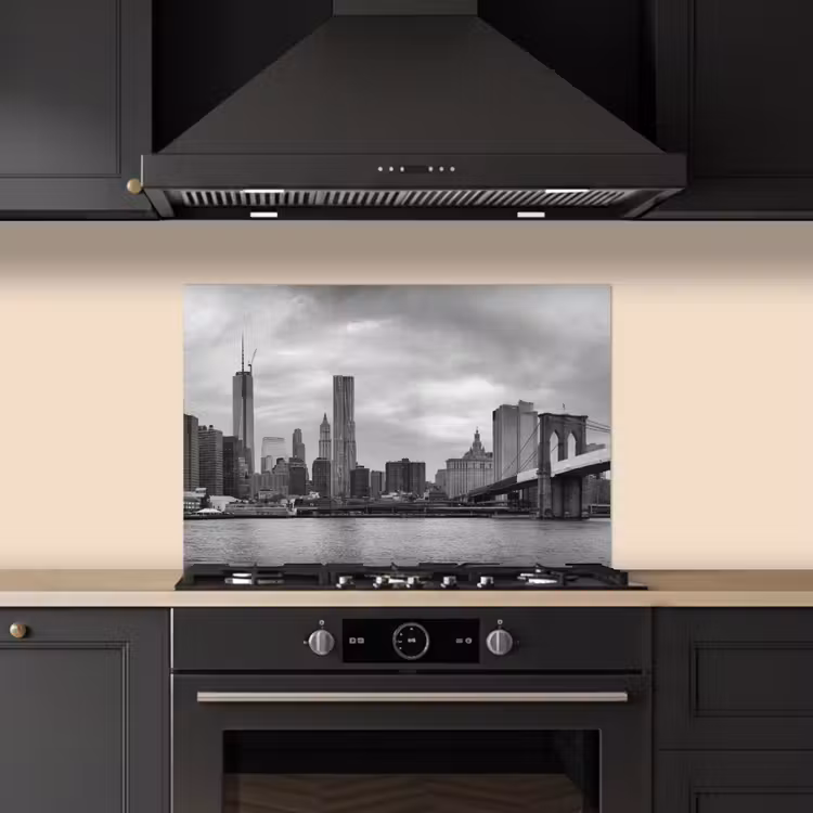 Skyline - Brug - Gebouwen - Kleurloos keuken achterwand spatscherm klein -sfeer1