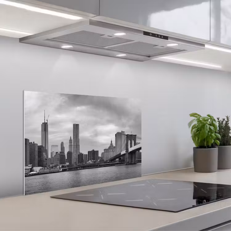 Skyline - Brug - Gebouwen - Kleurloos keuken achterwand spatscherm klein -3d_schuin
