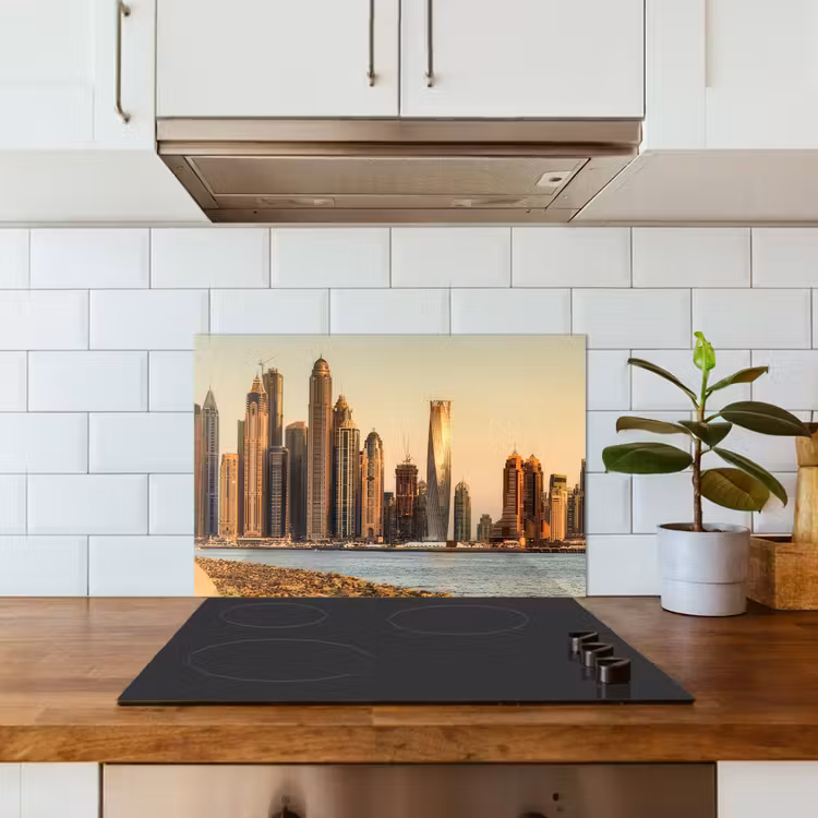 Skyline - Kanaal - Wolkenkrabbers keuken achterwand spatscherm klein -sfeer2