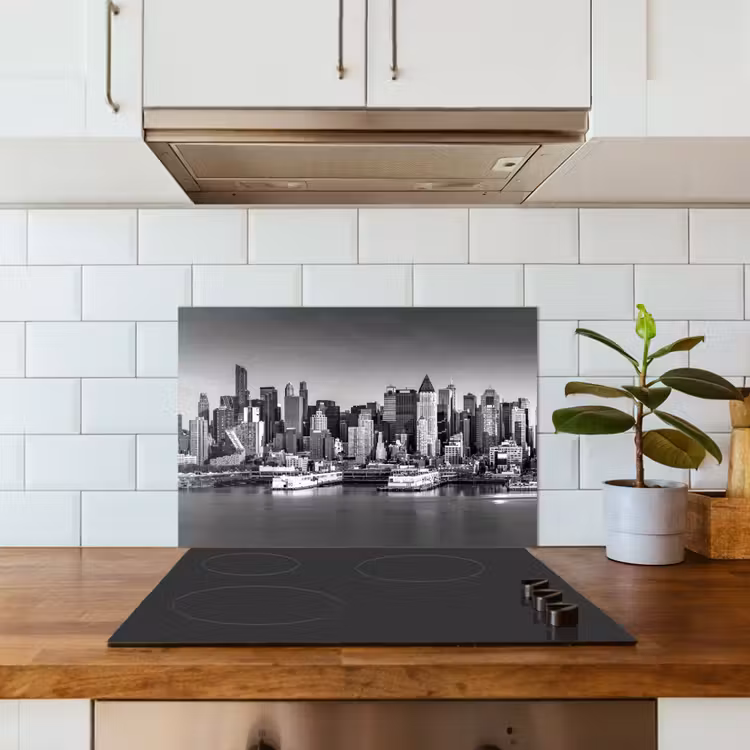 Skyline - Stad - Wolkenkrabbers - Zwart - Wit keuken achterwand spatscherm klein -sfeer2