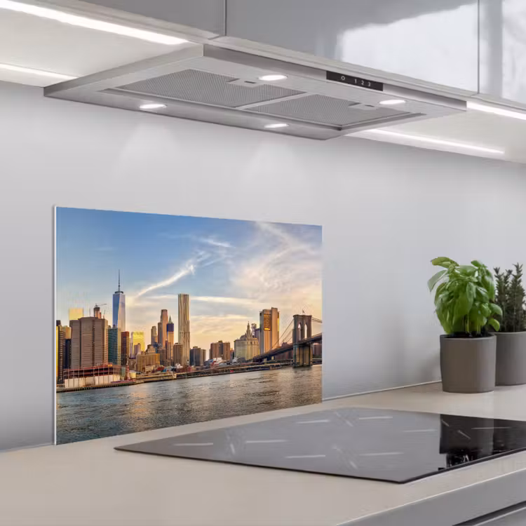 Skyline - New York - Brug - Wolkenkrabbers keuken achterwand spatscherm klein -3d_schuin