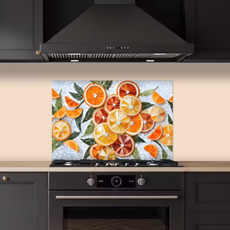 Schijfjes - Fruit - Oranje - Mozaïek keuken achterwand spatscherm klein -sfeer1