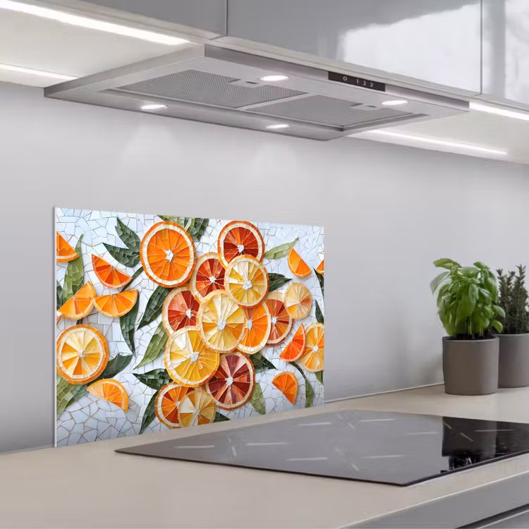 Schijfjes - Fruit - Oranje - Mozaïek keuken achterwand spatscherm klein -3d_schuin