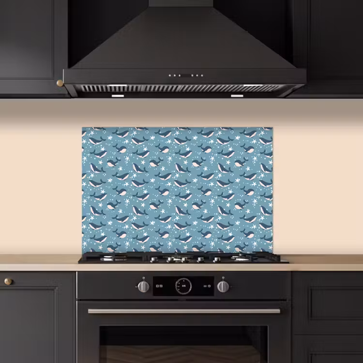 Klein - Oceaan - Walvis - Zeester keuken achterwand spatscherm klein 900 -sfeer1