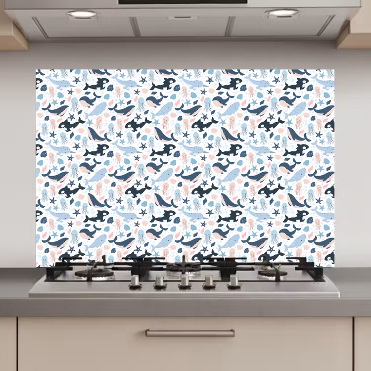 Klein - Oceaan - Walvissen - Octopus keuken achterwand spatscherm klein 900 -3d_website