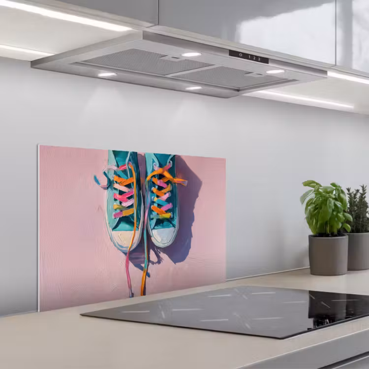 Sneakers - Veters - Kleurrijk - Schaduw keuken achterwand spatscherm klein -3d_schuin