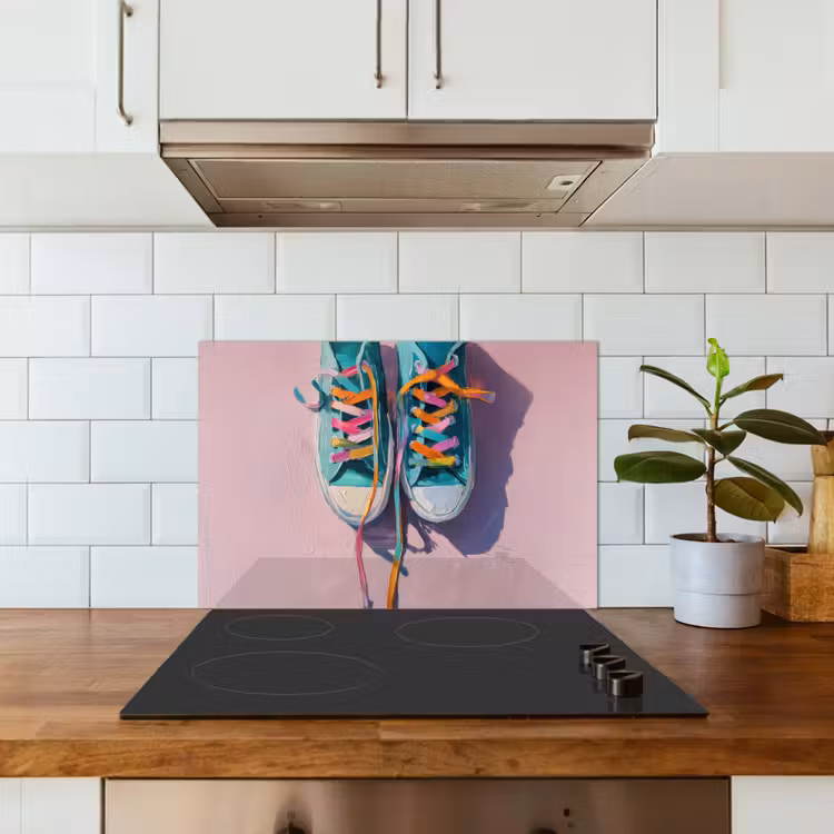 Sneakers - Veters - Kleurrijk - Schaduw keuken achterwand spatscherm klein -sfeer2