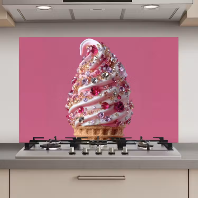 Softijs - Edelstenen - Roze - Hoorntje keuken achterwand spatscherm klein -3d_website