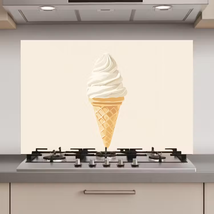 Softijs - Hoorntje - Wit keuken achterwand spatscherm klein -3d_website