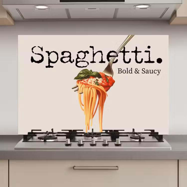 Spaghetti - tomatensaus - Parmezaanse kaas keuken achterwand spatscherm klein -3d_website