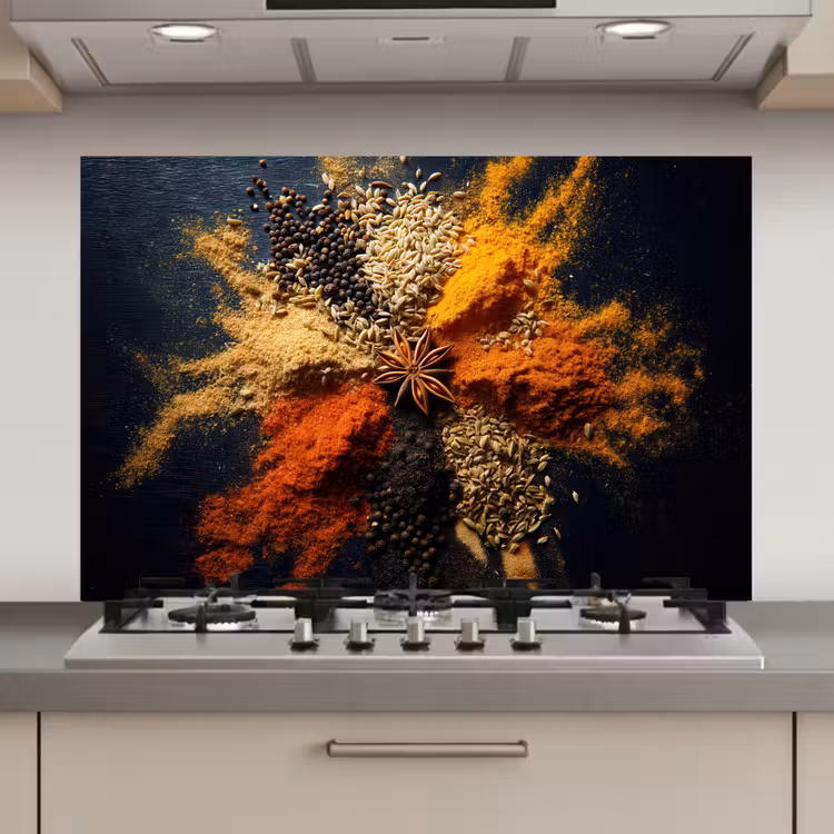 Specerijen - Explosie - Oranje keuken achterwand spatscherm klein -3d_website
