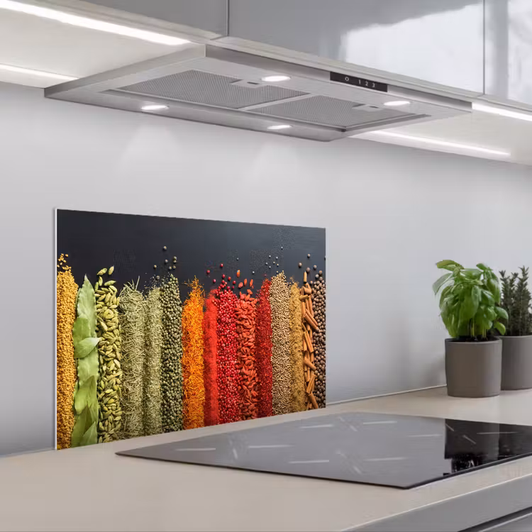 Specerijen - Kruiden - Banen - Regenboog keuken achterwand spatscherm klein -3d_schuin