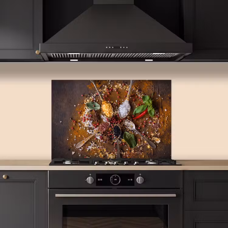 Specerijen - Kruiden - Lepels - Zout - Bruin - Keuken keuken achterwand spatscherm klein -sfeer1