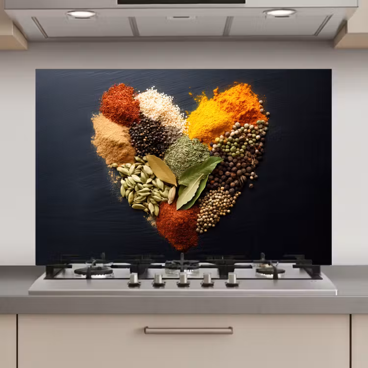 Specerijen - Mix - Hartvorm - Zwart keuken achterwand spatscherm klein -3d_website
