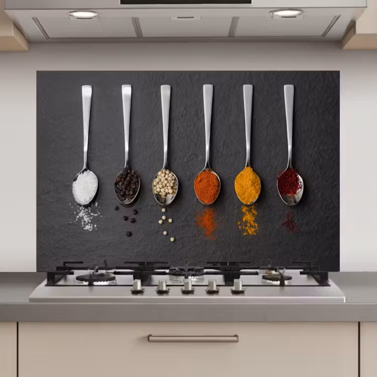 Specerijen - Lepels - Tafel - Rustiek - Kruiden keuken achterwand spatscherm klein -3d_website