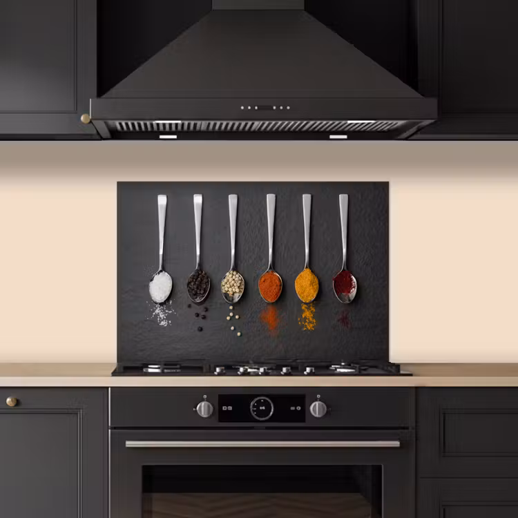 Specerijen - Lepels - Tafel - Rustiek - Kruiden keuken achterwand spatscherm klein -sfeer1