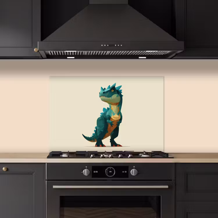 Stekels - Dino - Blauw - Gespierd keuken achterwand spatscherm klein -sfeer1