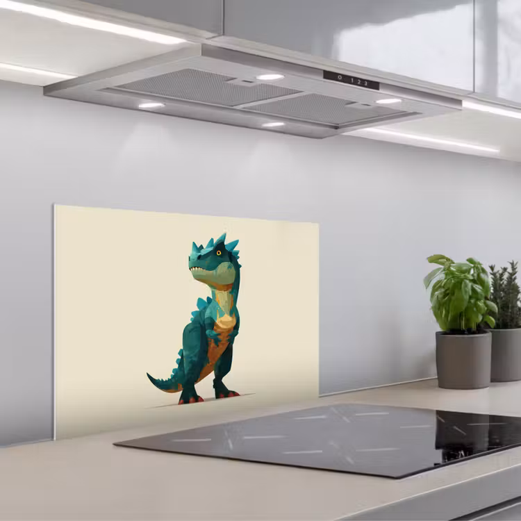 Stekels - Dino - Blauw - Gespierd keuken achterwand spatscherm klein -3d_schuin