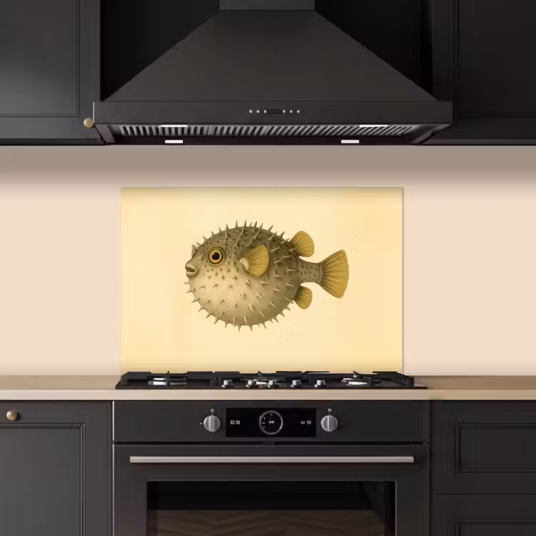 Stekels - Vis - Opgeblazen - Bruin keuken achterwand spatscherm klein -sfeer1