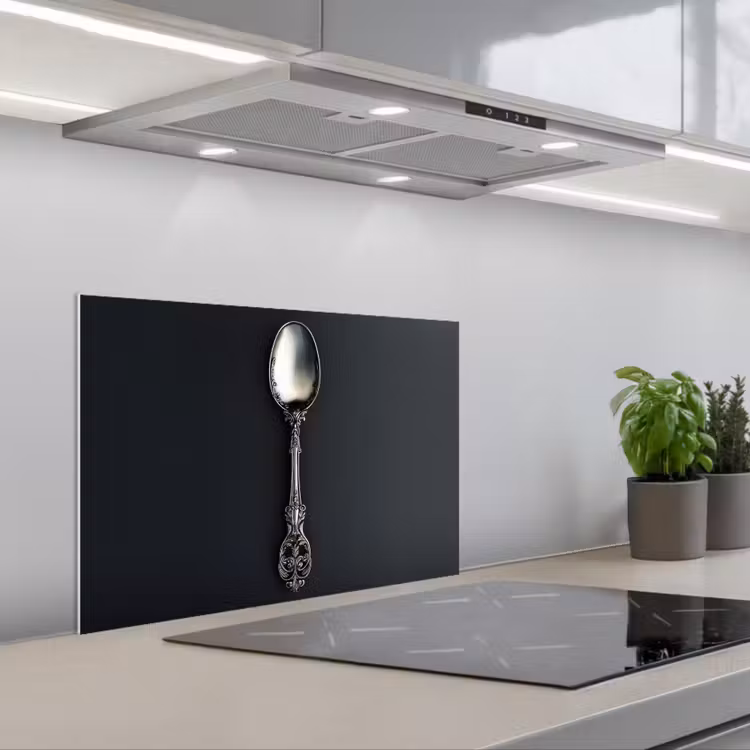 Lepel - Zilver - Metaal keuken achterwand spatscherm klein -3d_schuin
