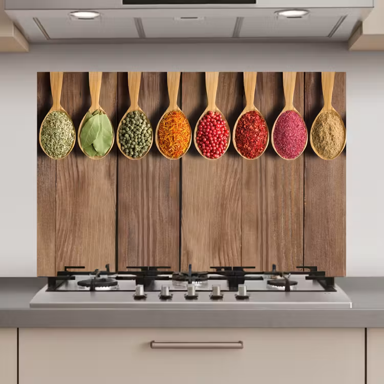 Lepels - Kruiden - Hout keuken achterwand spatscherm klein -3d_website