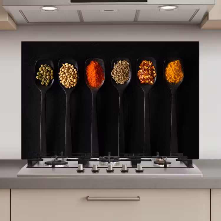 Lepels - Specerijen - Zwart - Kruiden - Rustiek keuken achterwand spatscherm klein -3d_website