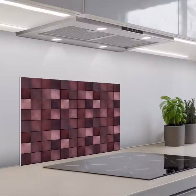 Vierkant - Tegel - Patroon - Paars keuken achterwand spatscherm klein 900 -3d_schuin