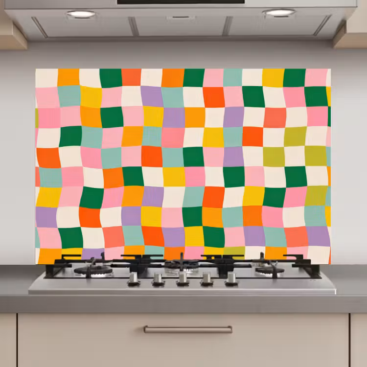 Vierkanten - Kleurrijk - Golvend keuken achterwand spatscherm klein -3d_website