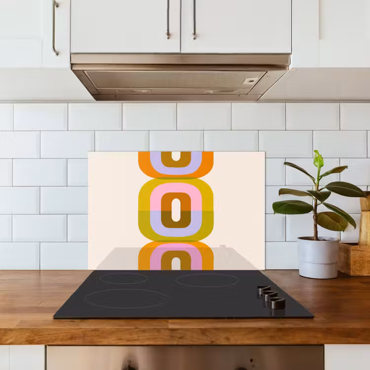 Stapel - Vormen - Geblokt - Oranje keuken achterwand spatscherm klein -sfeer2