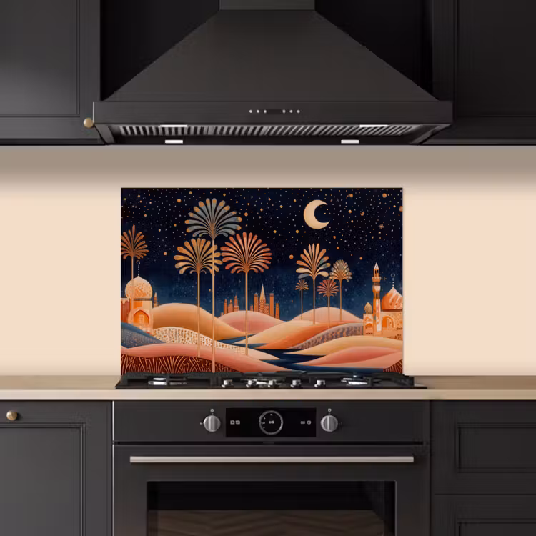Sterrenhemel - Palmen - Rivier keuken achterwand spatscherm klein -sfeer1