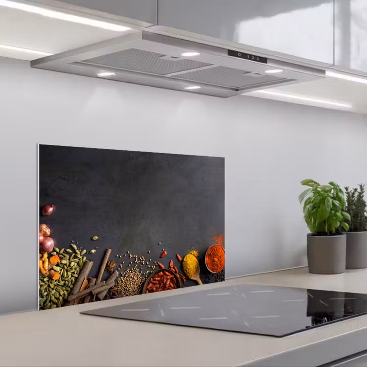 Stilleven van Specerijen en Aroma's keuken achterwand spatscherm klein -3d_schuin