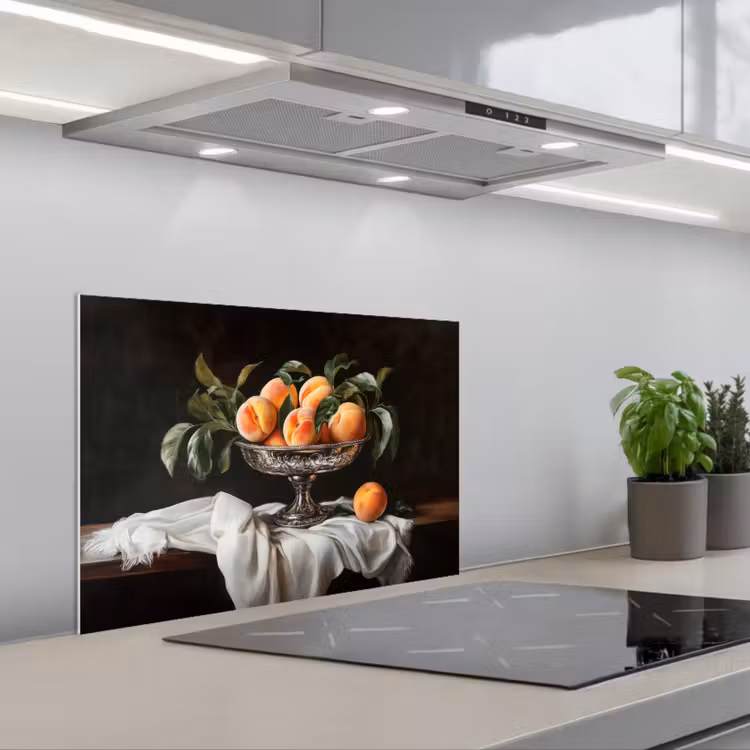 Stilleven - Perziken - Vintage keuken achterwand spatscherm klein -3d_schuin