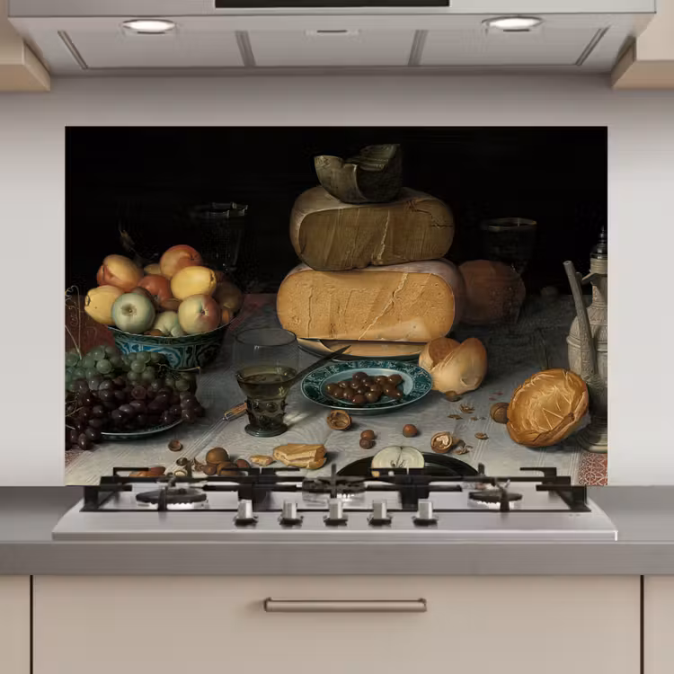 Stilleven met kazen - Schilderij van Floris Claesz. van Dijck keuken achterwand spatscherm klein -3d_website