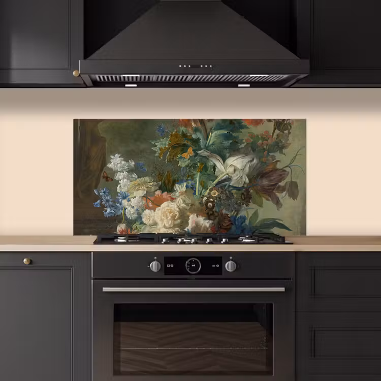 Stilleven met bloemen - Schilderij van Jan van Huysum keuken achterwand spatscherm middel -sfeer1