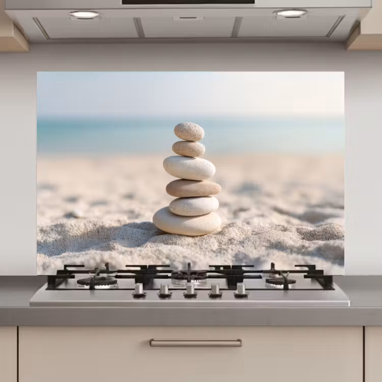 Stenen - Stapel - Zand - Zee keuken achterwand spatscherm klein -3d_website