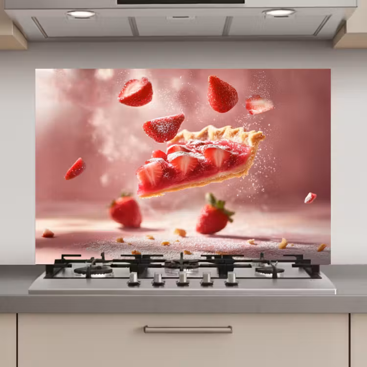 Aardbei - Taart- Eten - Roze keuken achterwand spatscherm klein -3d_website