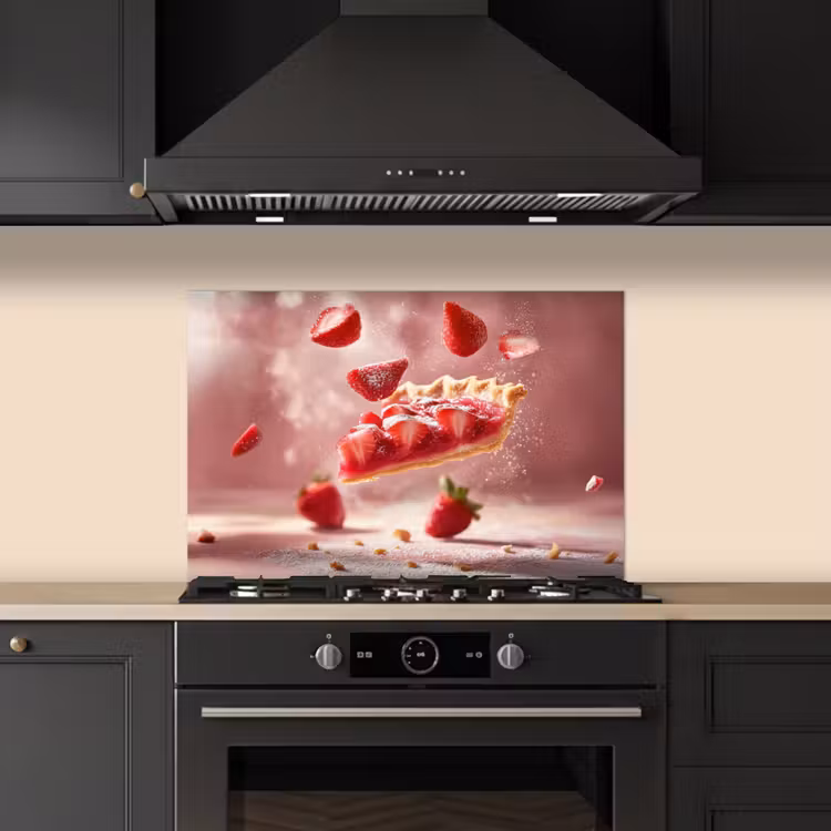 Aardbei - Taart- Eten - Roze keuken achterwand spatscherm klein -sfeer1