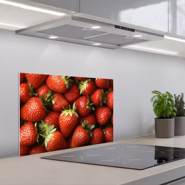 Aardbei - Fruit - Rood keuken achterwand spatscherm klein -3d_schuin
