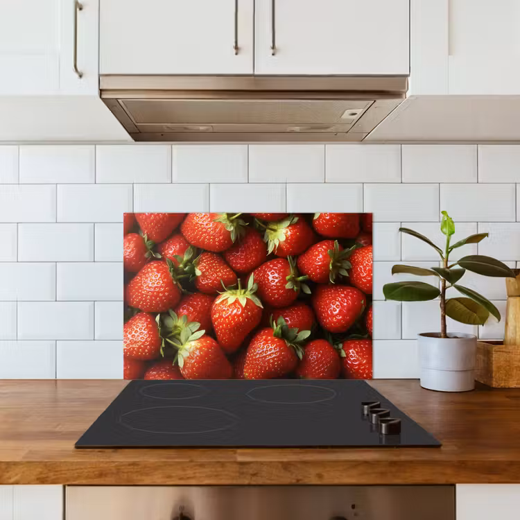 Aardbei - Fruit - Rood keuken achterwand spatscherm klein -sfeer2