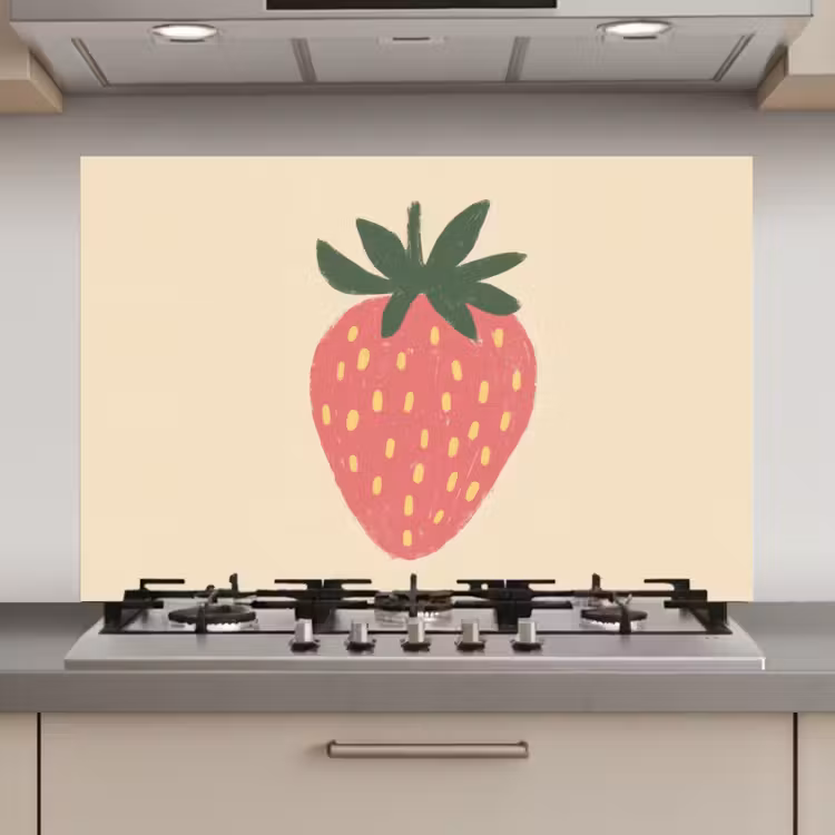 Aardbei - Minimalistisch - Rood - Fruit keuken achterwand spatscherm klein -3d_website
