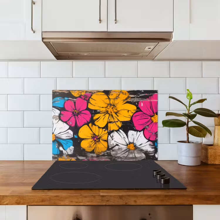 Street Art - Bloemen - Mix keuken achterwand spatscherm klein -sfeer2