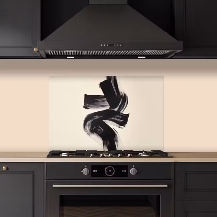 Strepen - Zwart - Abstract keuken achterwand spatscherm klein -sfeer1