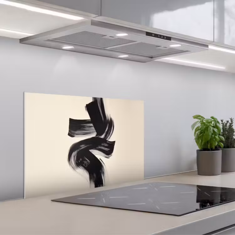 Strepen - Zwart - Abstract keuken achterwand spatscherm klein -3d_schuin