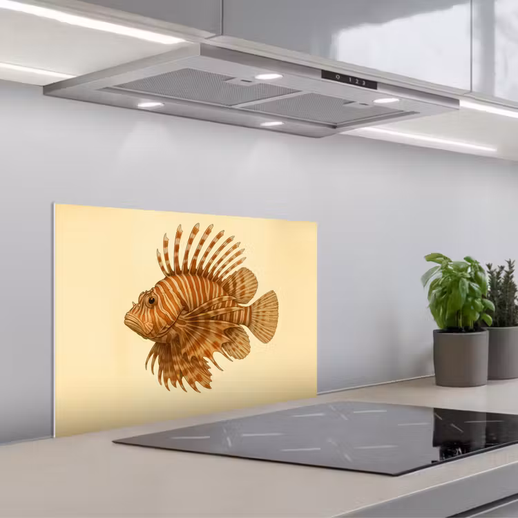 Strepen - Vis - Rond - Stekels keuken achterwand spatscherm klein -3d_schuin