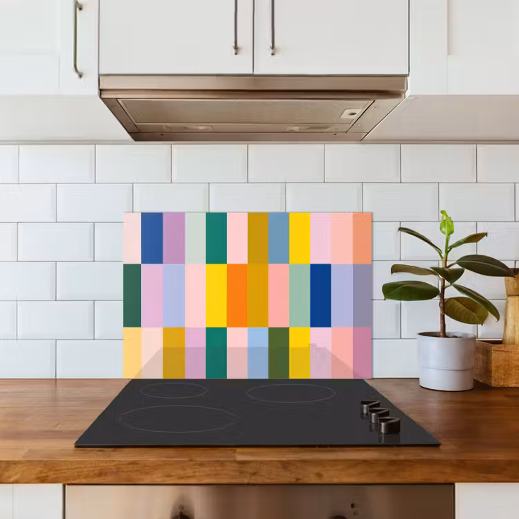 Stroken - Blauw - Patroon - Abstract keuken achterwand spatscherm klein -sfeer2