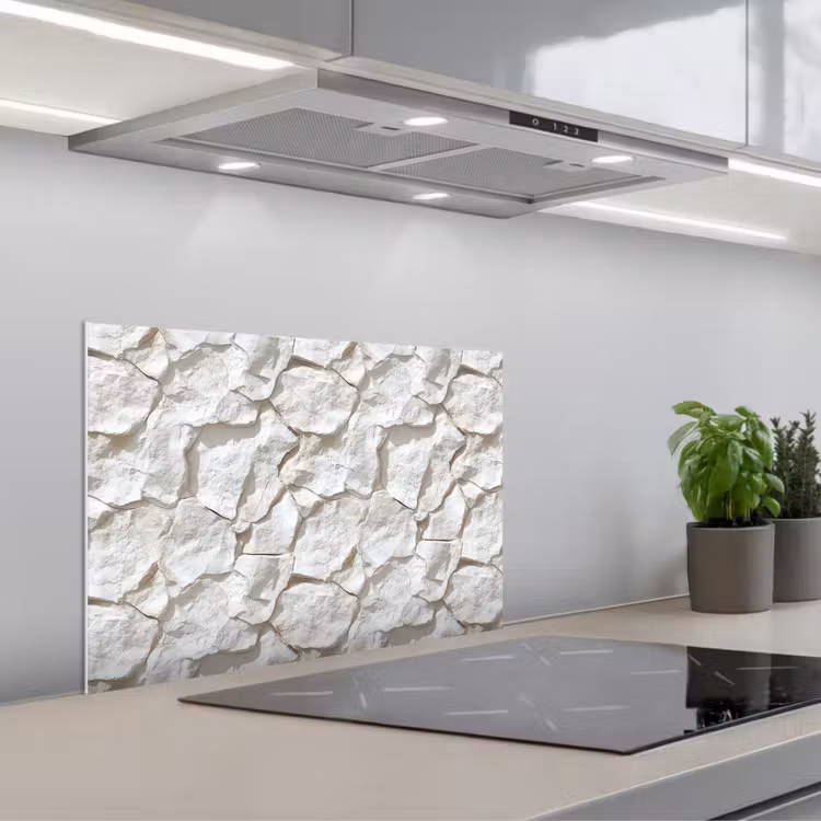 Structuur - Rots - Wit keuken achterwand spatscherm klein 900 -3d_schuin